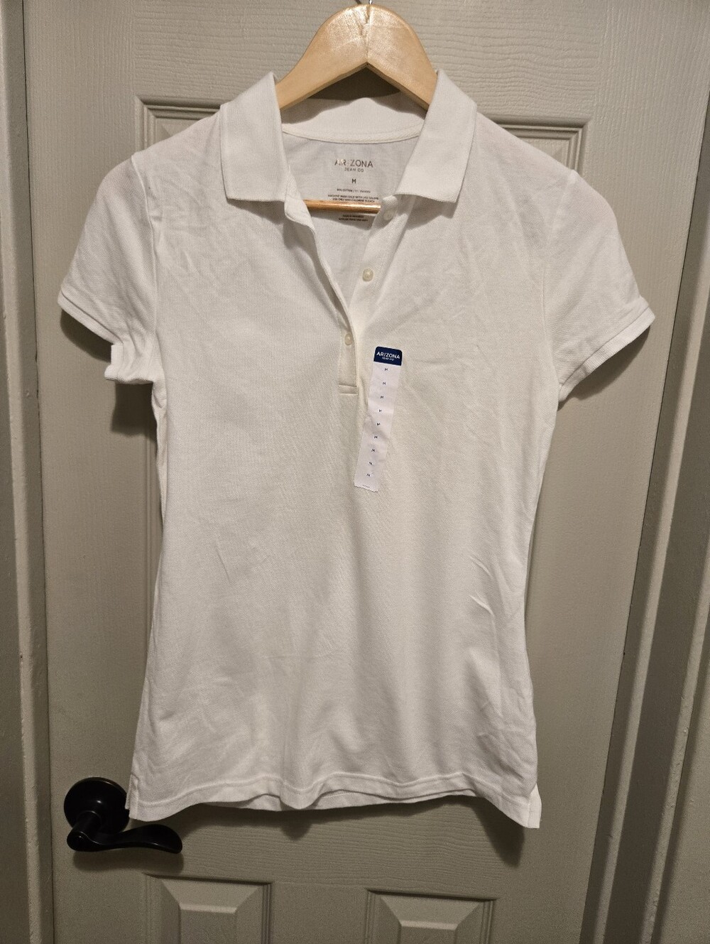 Arizona Jean Company White Polo Shirt Teens Sz Medium
